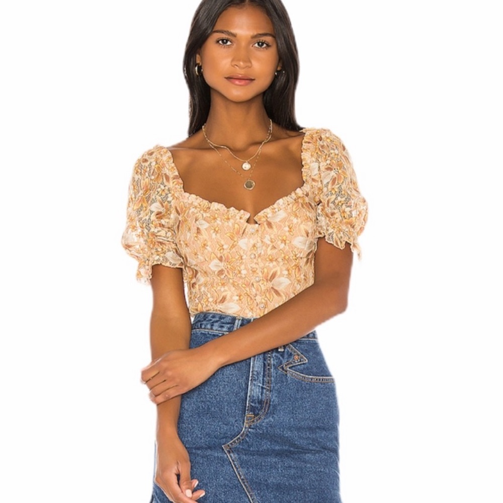 Majorelle- Tommy lace button down  top